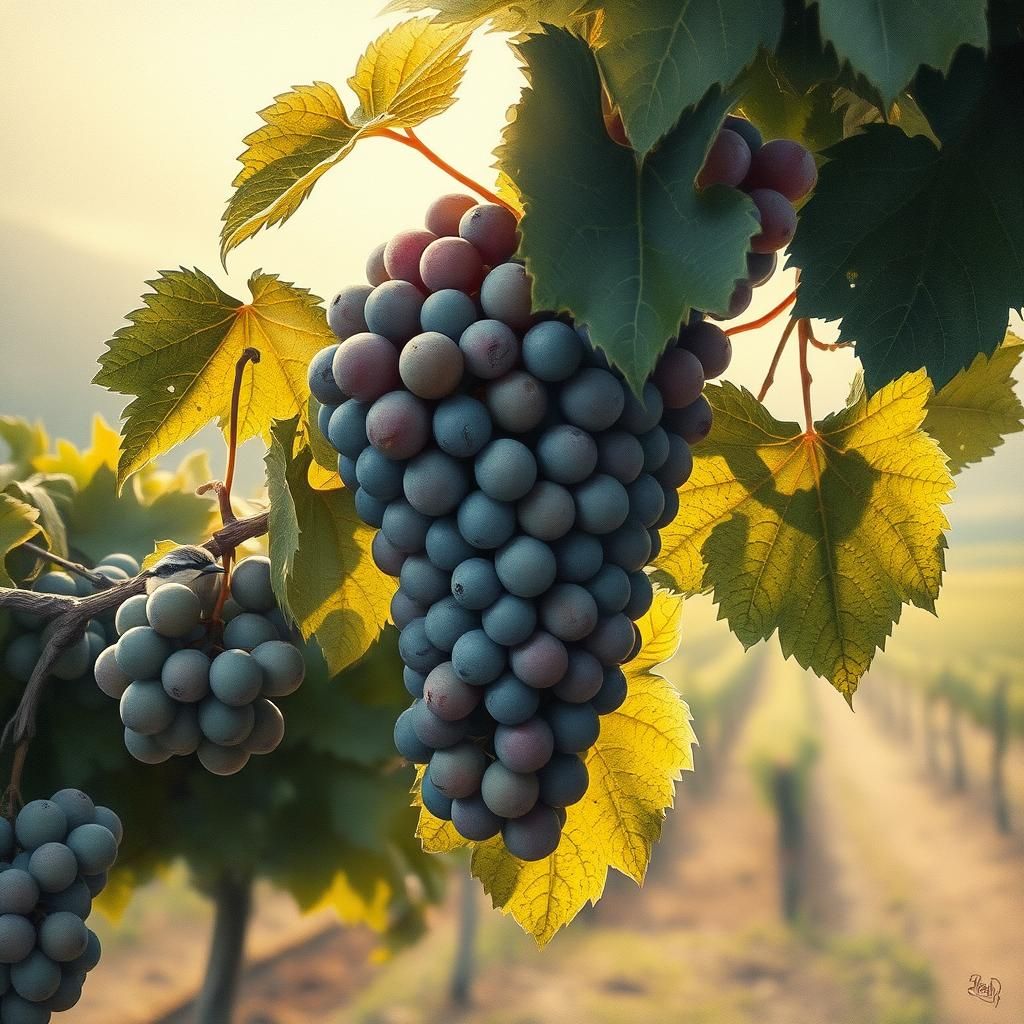 Grapes on Vine: Zdzisław Beksiński Watercolor