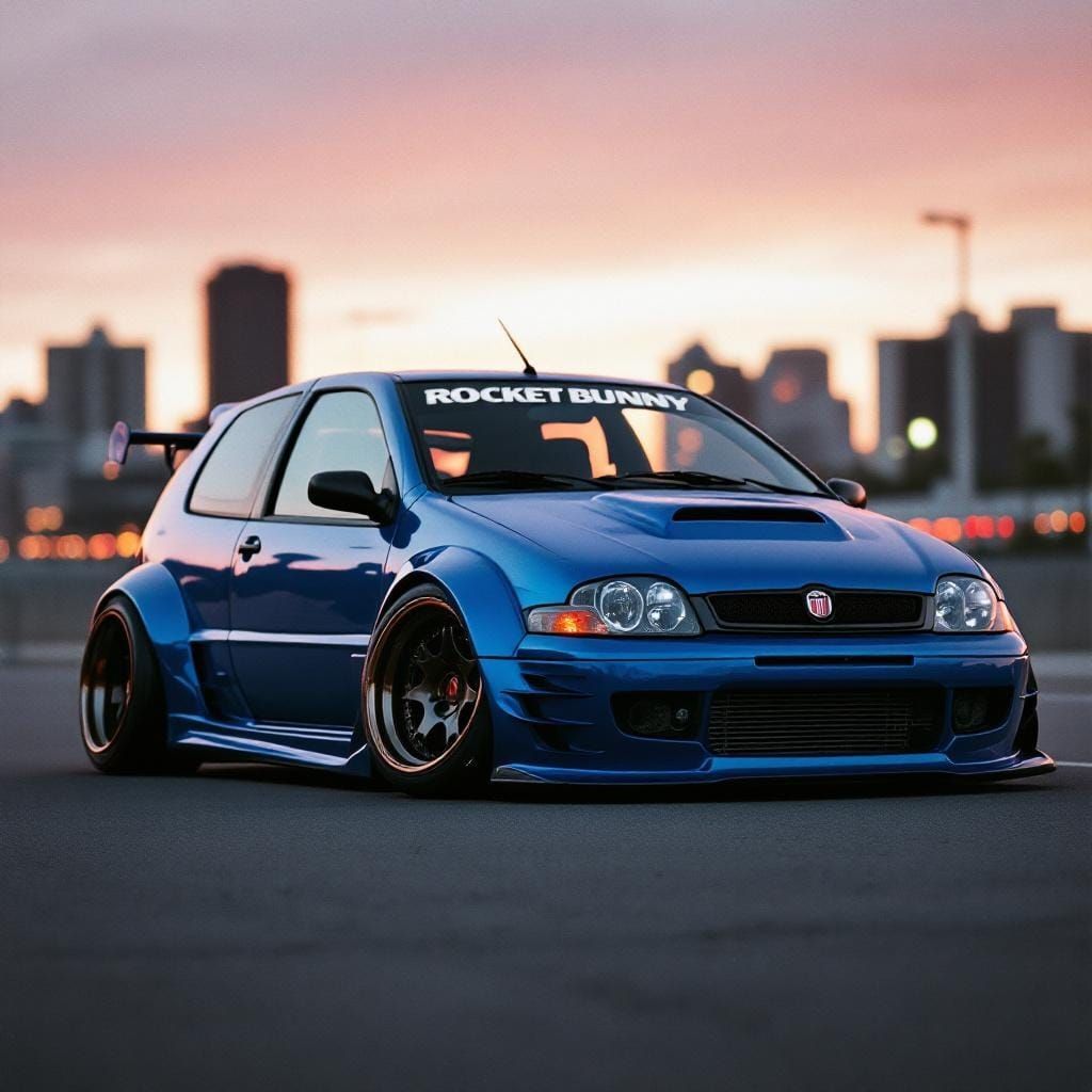 Fiat Punto with Rocket Bunny Kit, Film Aesthetic