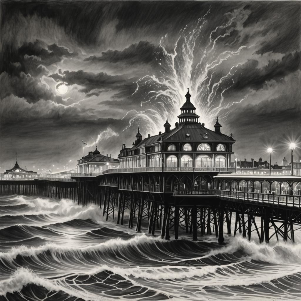 Brighton Pier Christmas Lights in Charcoal