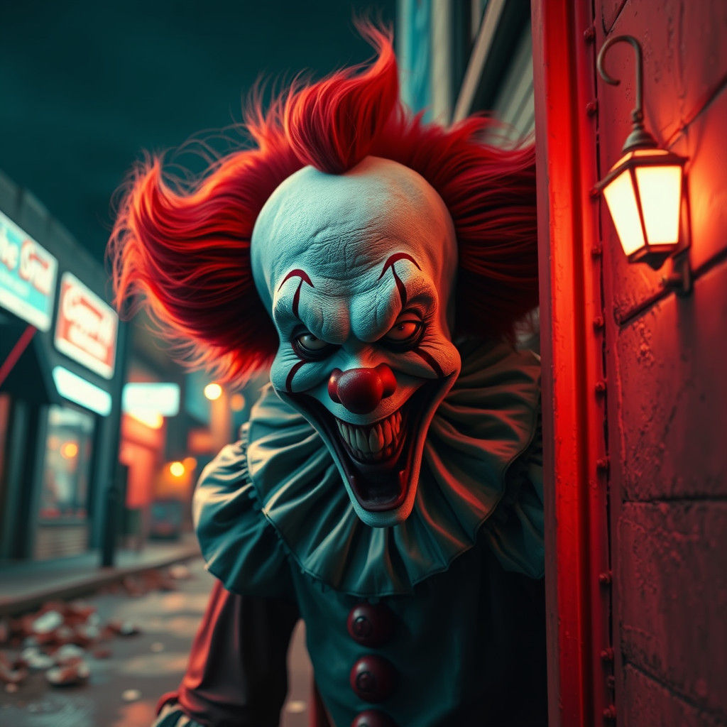 Menacing Pennywise Emerges from Derry's Shadows