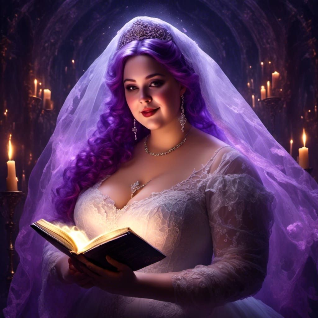 Gothic Bride with Glowing Bible, Mystical Digital Painting