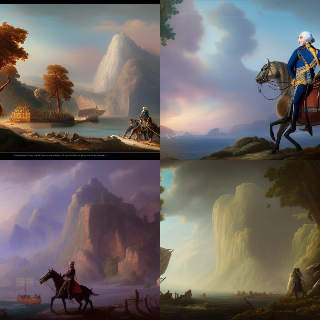 George Washington in Detailed Fantasy Matte Painting