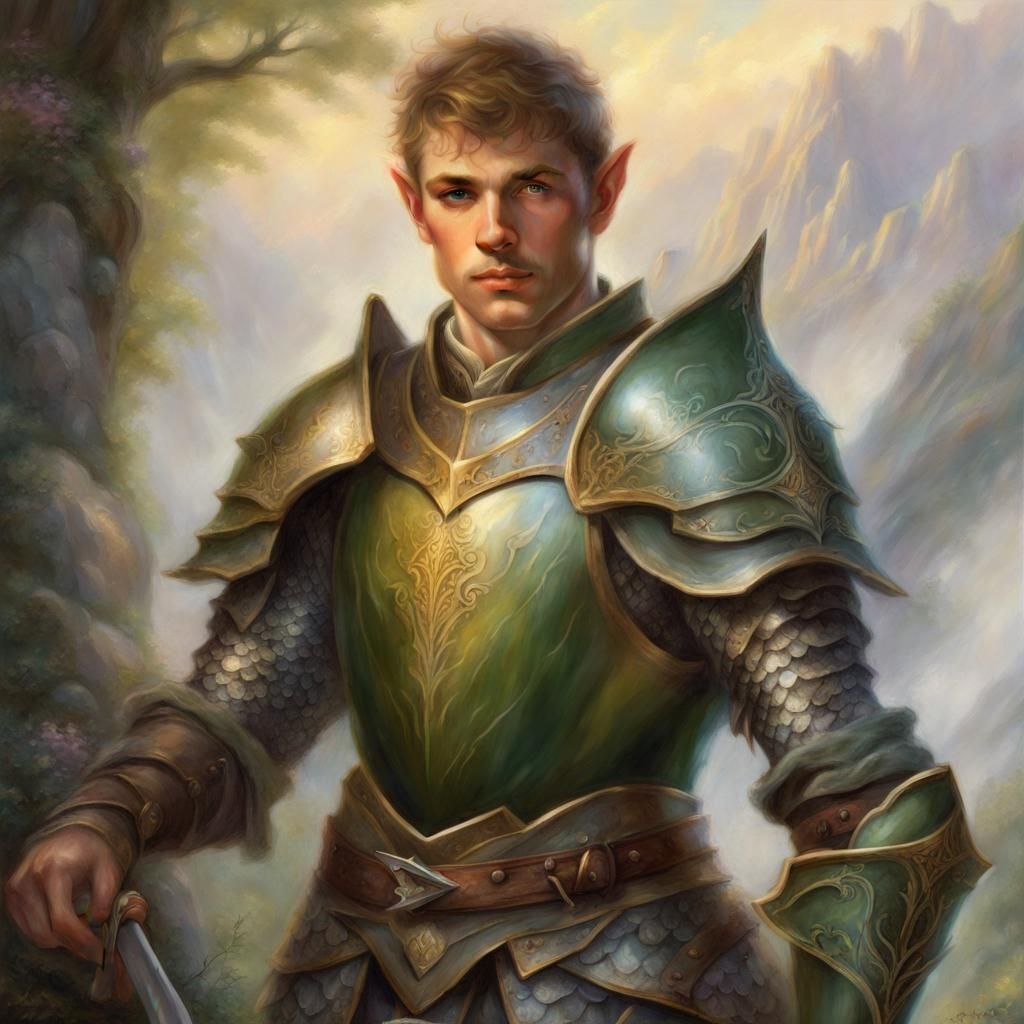 Ethereal Elf Paladin Portrait in Fantasy Style