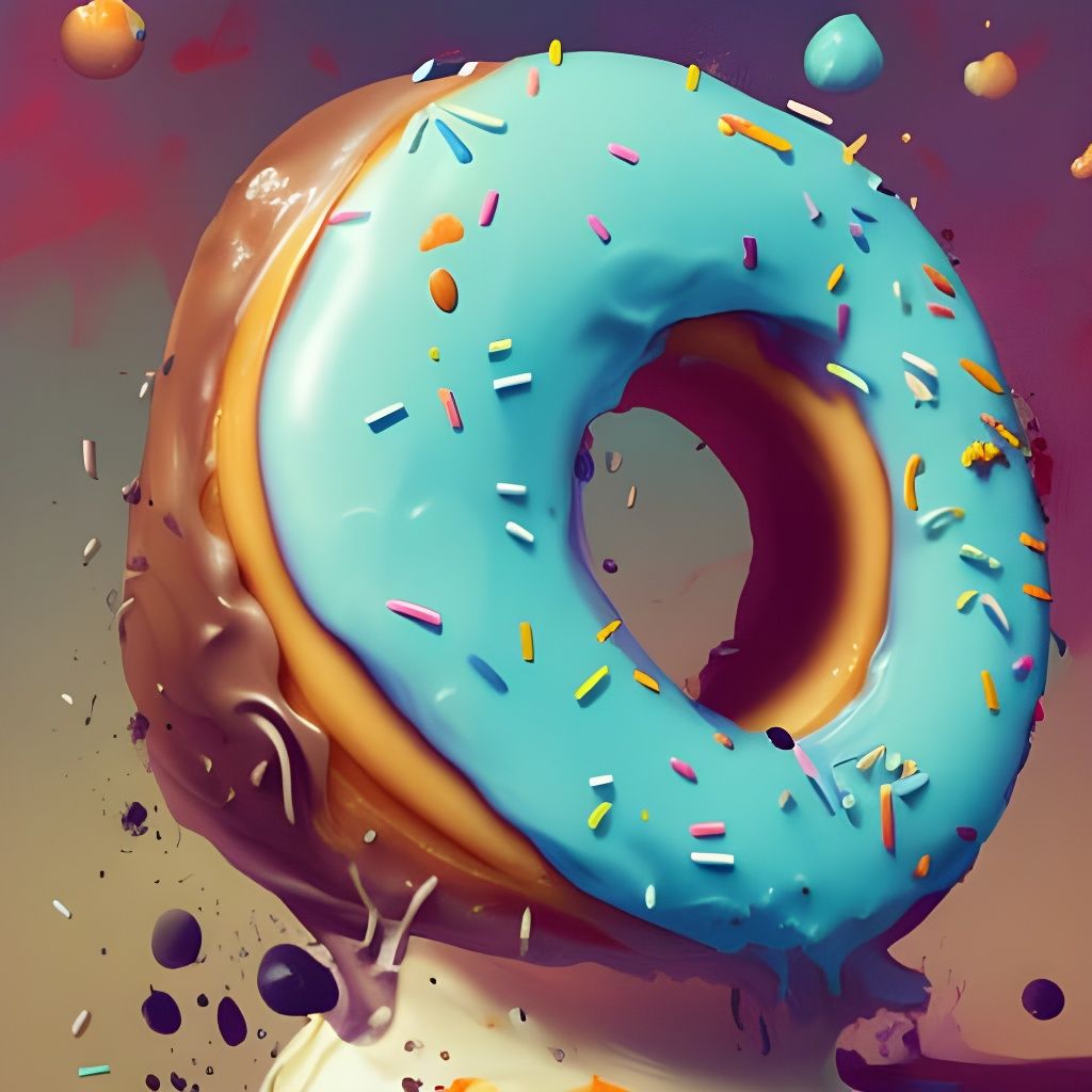 Donut on Ice Cream Cone, Experimental Digital Art