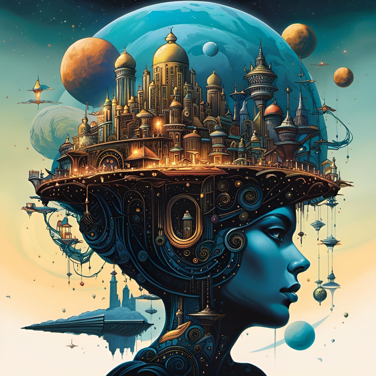 Psychedelic Sci-Fi Landscape in Retro Style