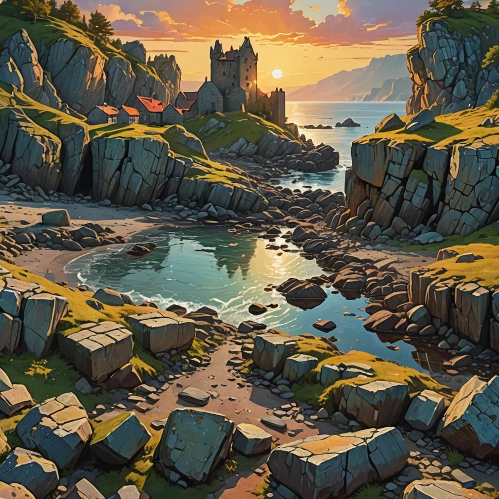 Coastal Hamlet with Ancient Stone Fortifications