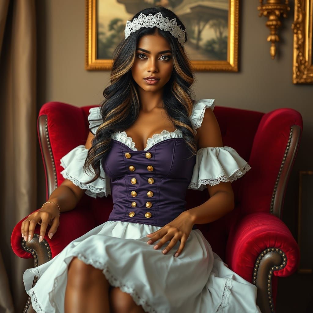 Victorian Maid: Photo-Realistic Portrait of Indian Woman