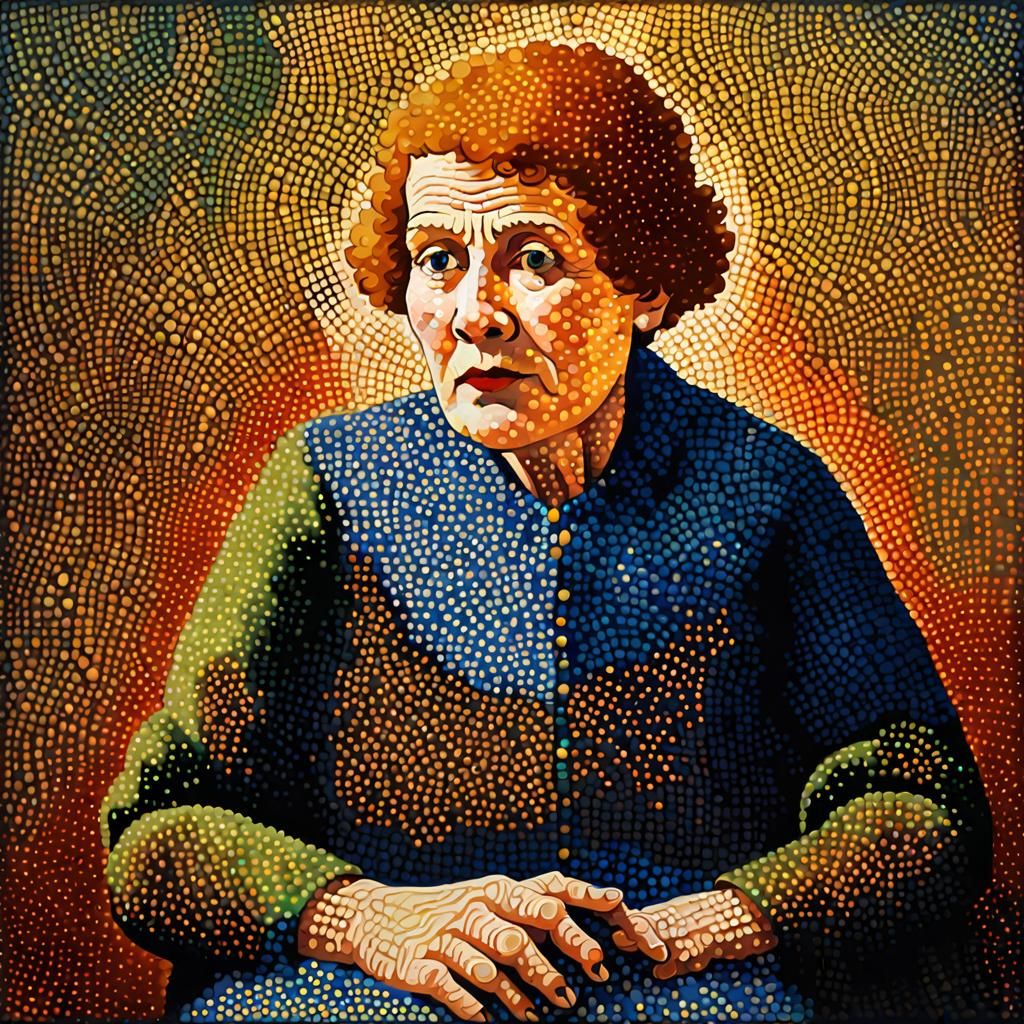 Pointillist Portrait of an Elderly Woman