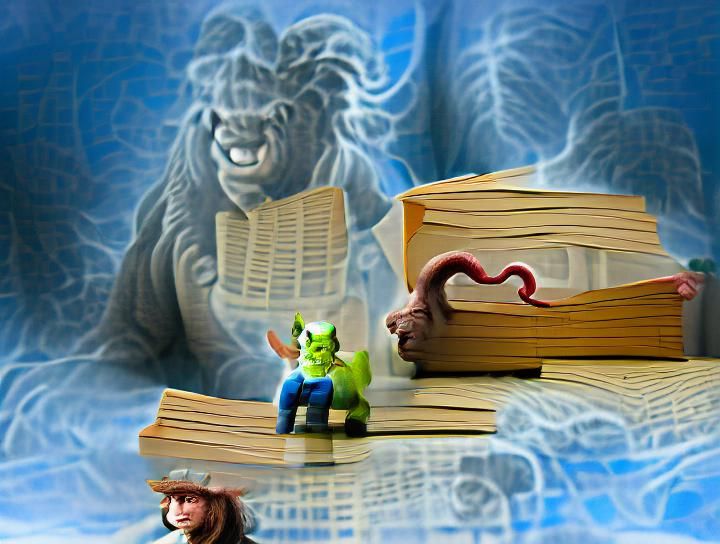 Bookworm and the beast stock photo
