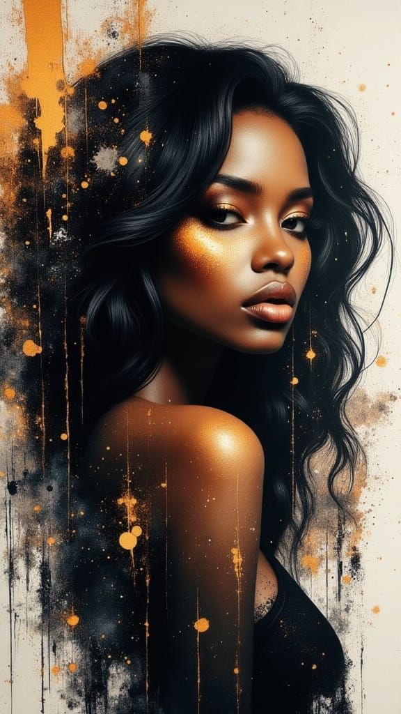 Surreal Goddess in Dark Romantic Woodcut Style