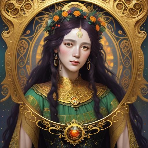 Persephone Portrait in Art Nouveau Style