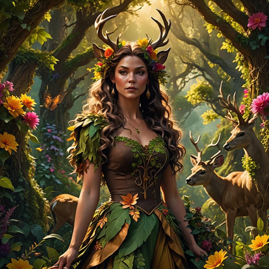 Happy Satyr in Floral Setting: Digital Matte Painting