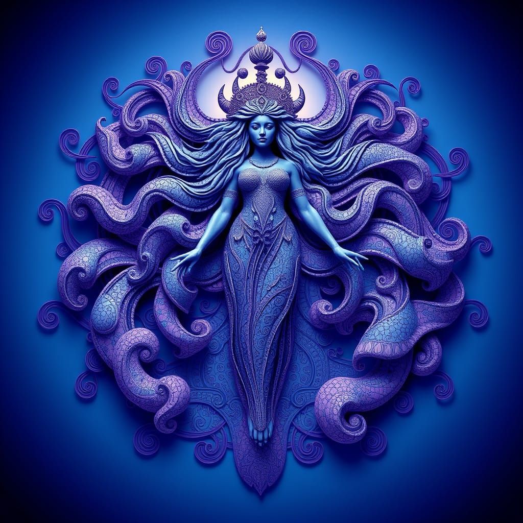 Samoan Goddess of the Underworld in Vibrant Abstract Fractal...