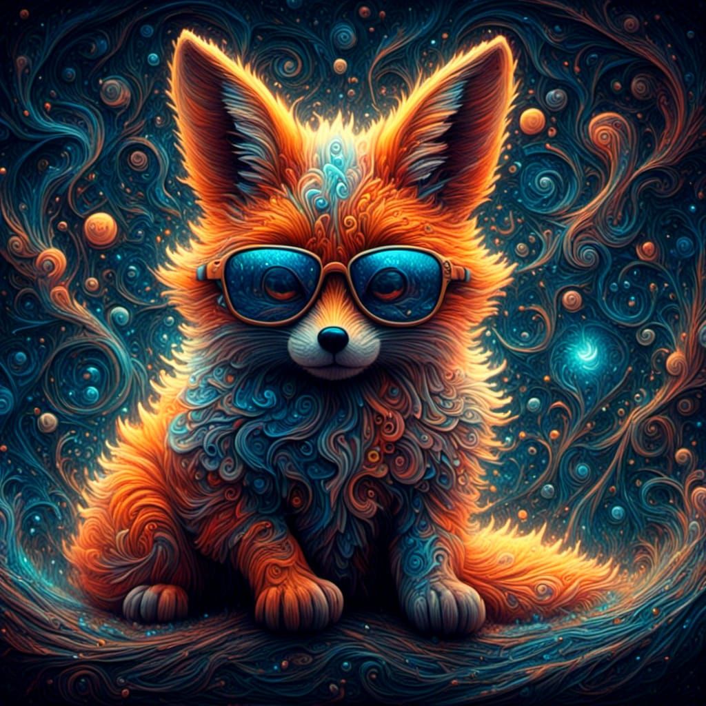 Fox in Sunglasses Reflecting Moonlight