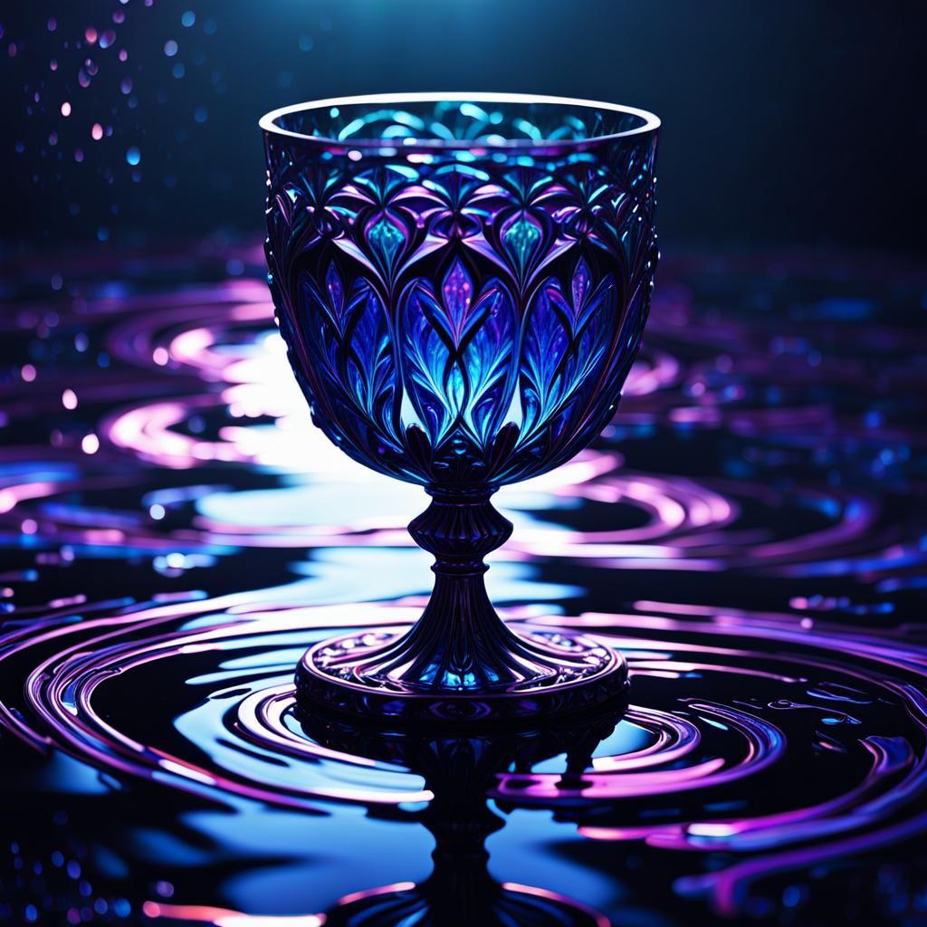 Shimmering Water in Ornate Goblet, Anime Style
