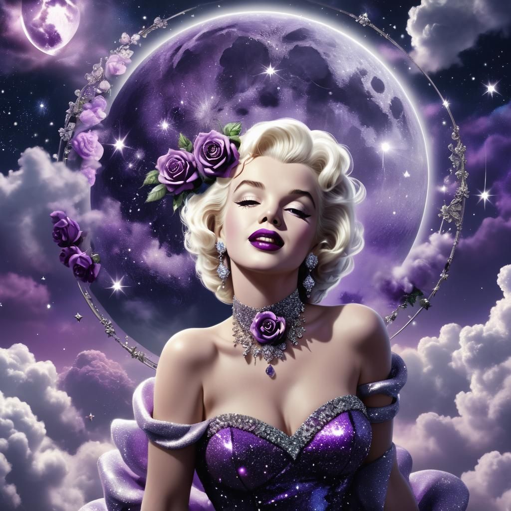 Marilyn Monroe in a Purple Celestial Dreamscape