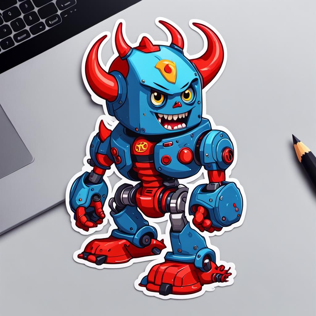 Mechashot Devil in Pixar Style Sticker