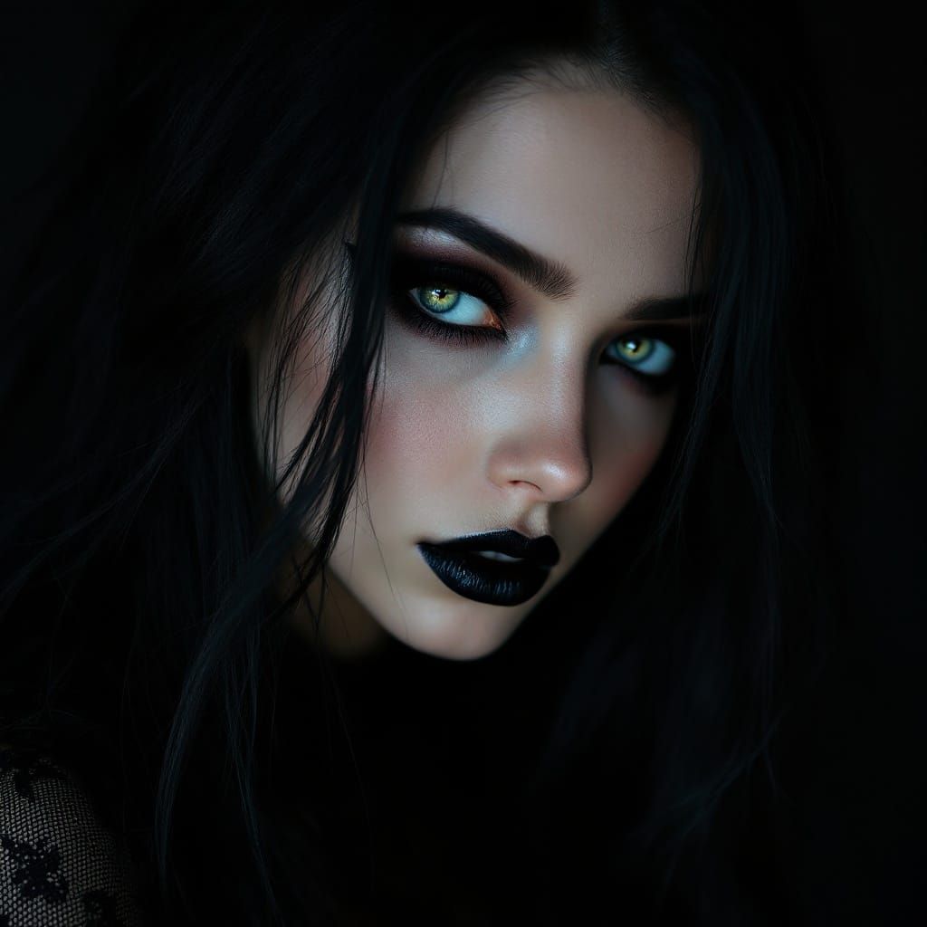 Goth Beauty in Ultra-Dark Decor