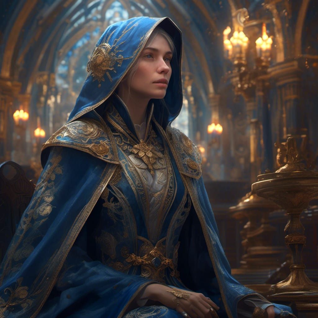 Albino Woman as Dark Blue Twilight Cleric