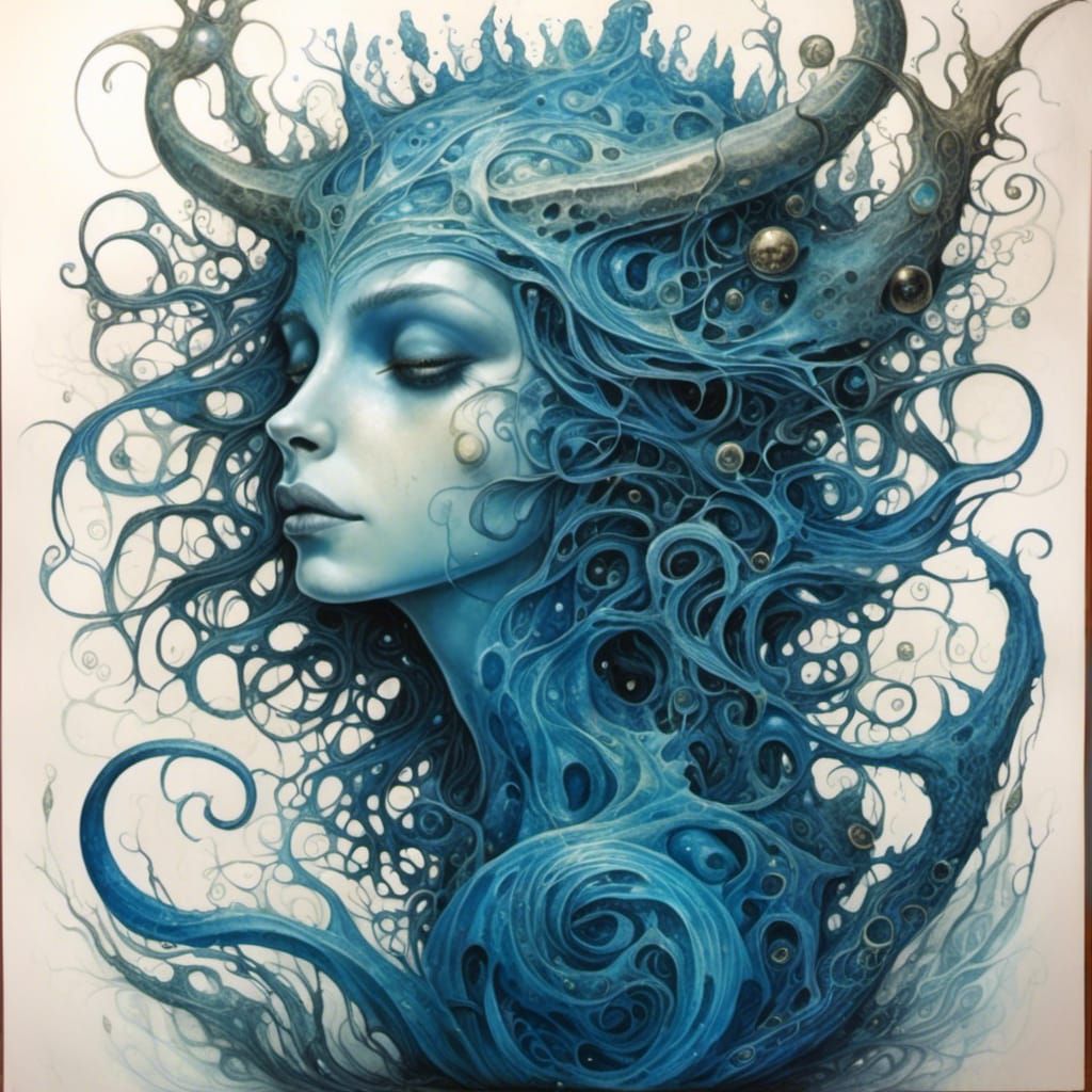 Surreal Blue Whale in Ethereal Fantasy Landscape