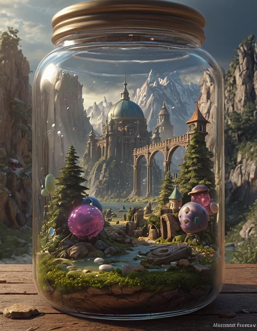 Magical Fantasy Landscape in a Jar