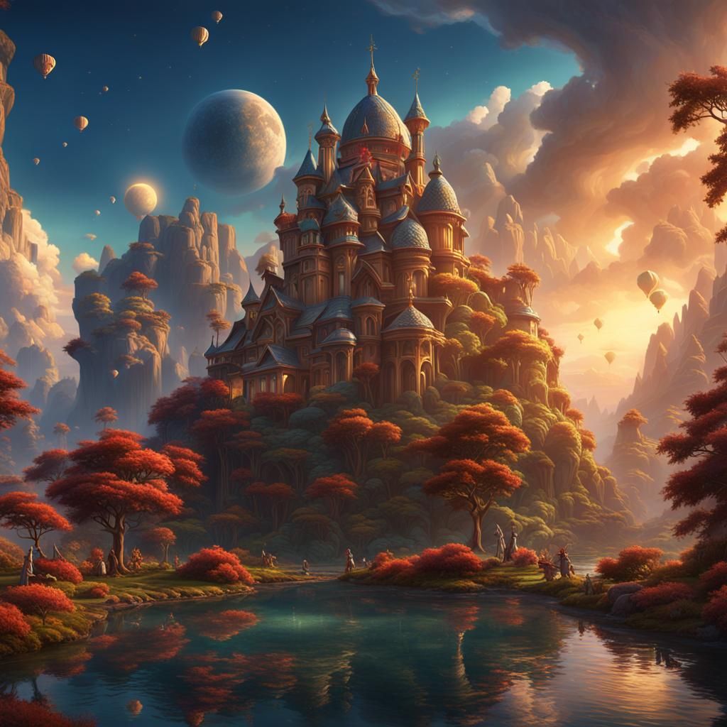 Fantastical Matte Painting with Deep Color, 8K