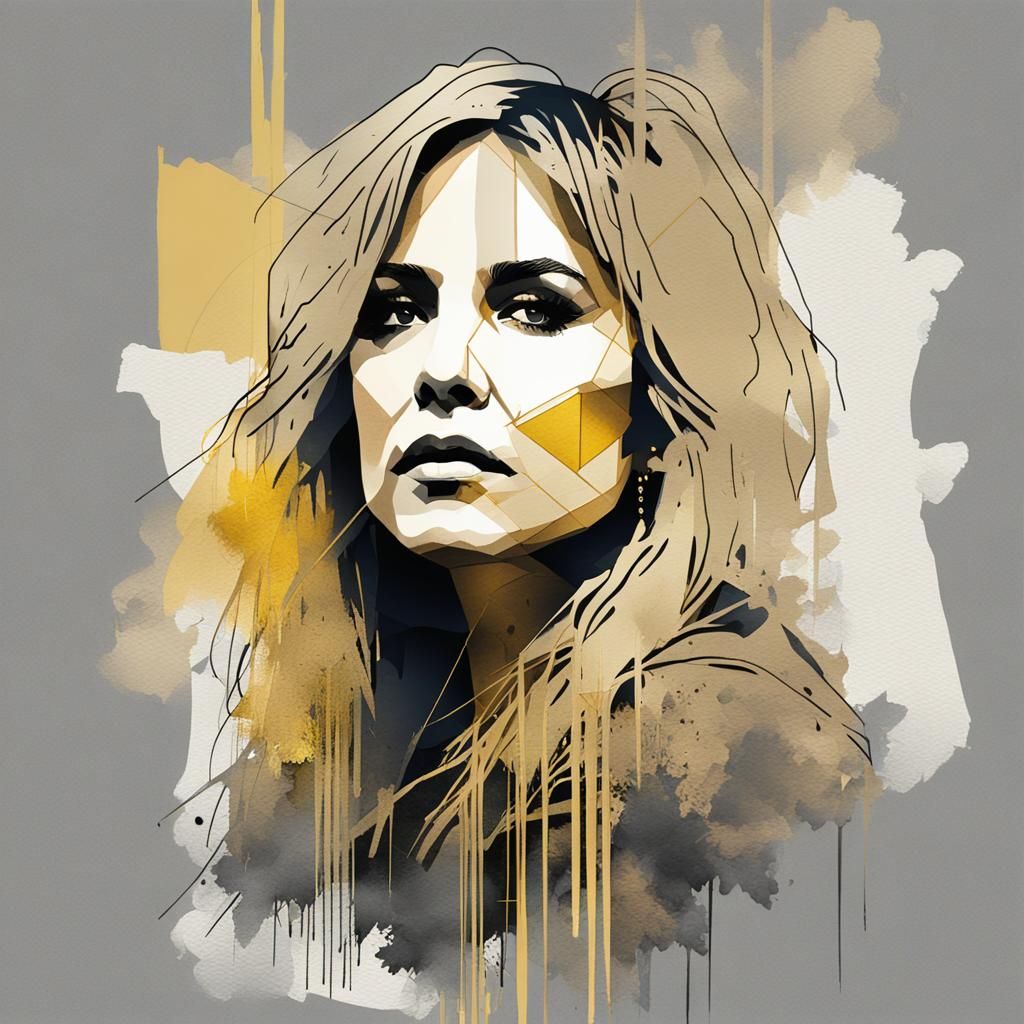 Edgy Rocker Portrait in Street Art Style