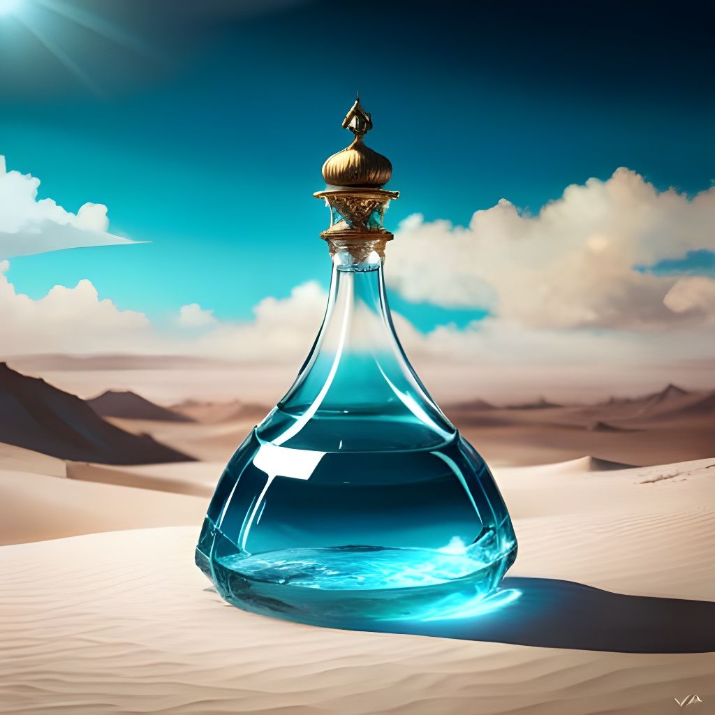 Mermaid in Glass Bottle: Hyperdetailed Digital Art