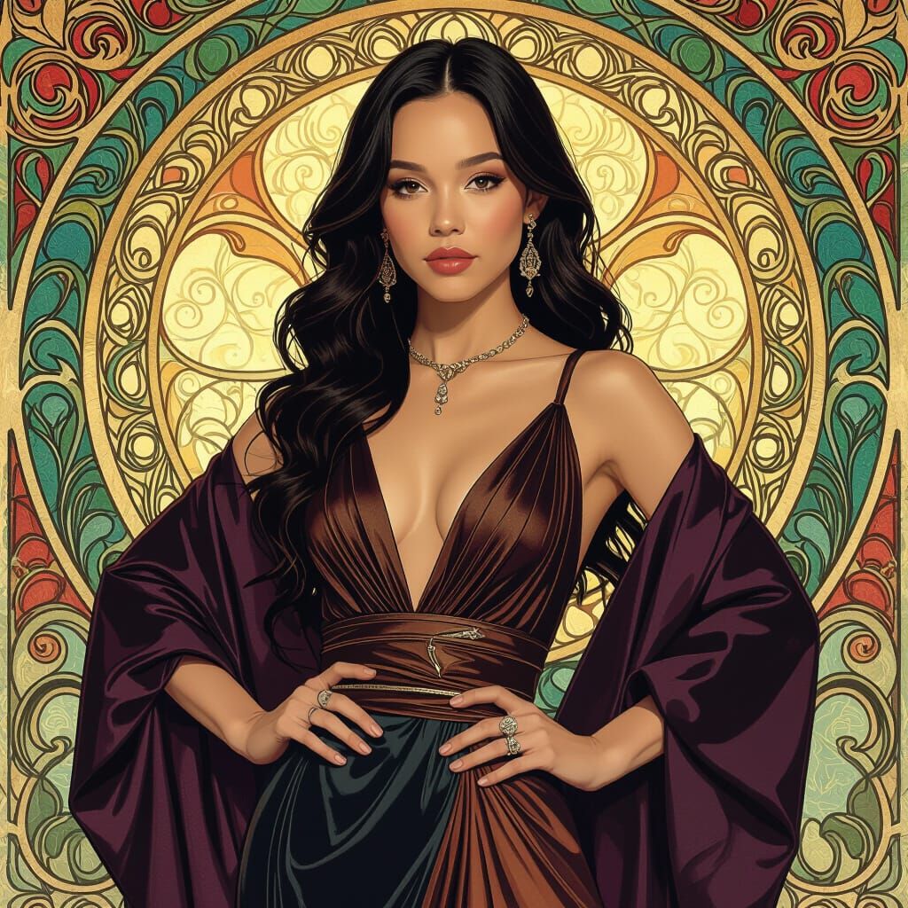 Jenna Ortega in Art Nouveau Style