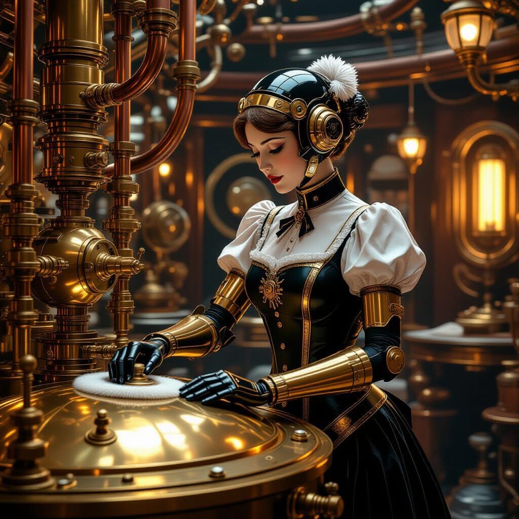 Robot Maid in Steampunk 1910s Style