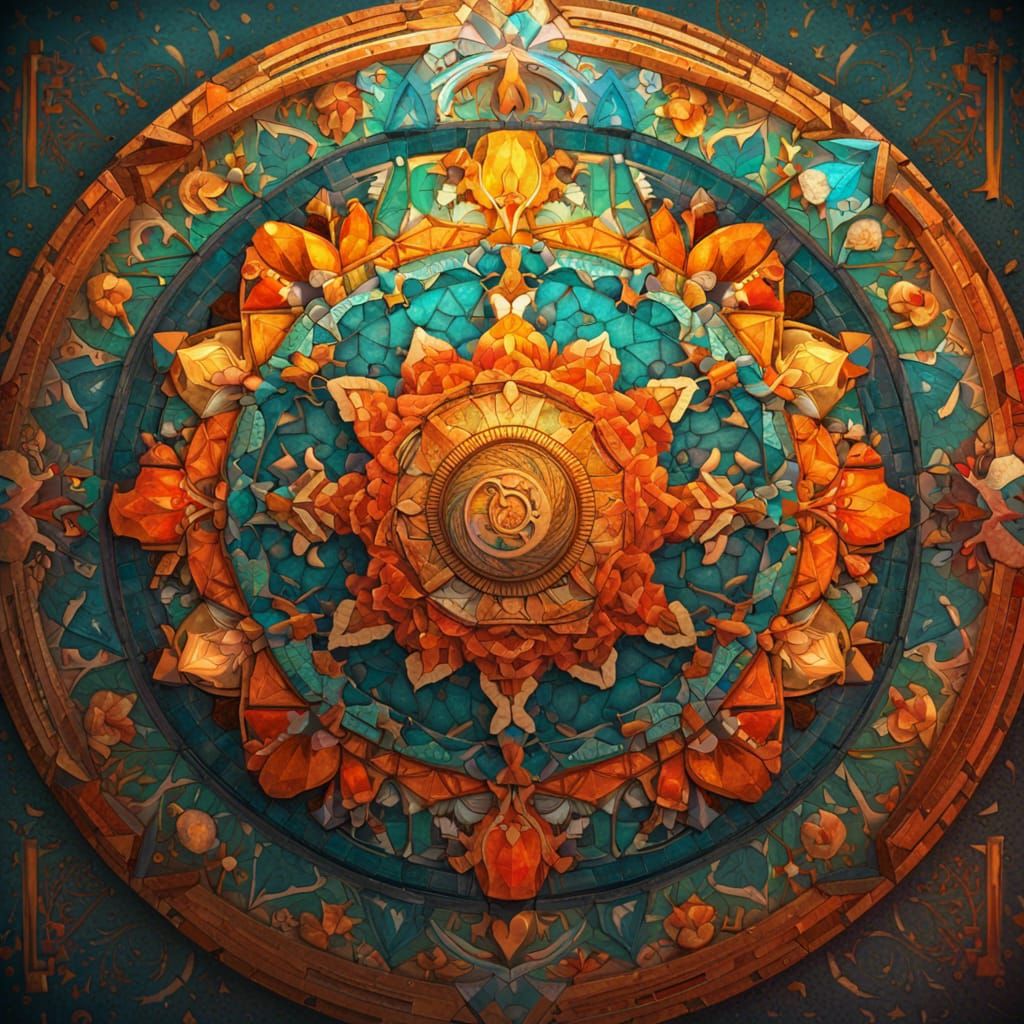 Zodiac Mandala in Art Nouveau Style