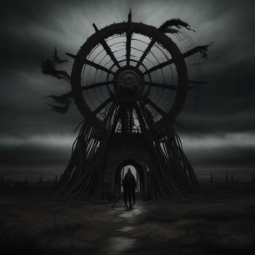 Gruesome, Blood-Soaked Wheel in Expressionist Style