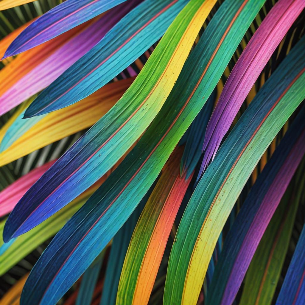 Vibrant Cottage Palm with Rainbow Stripes