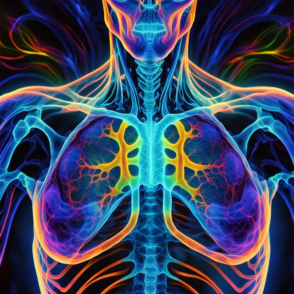 Alien Chest X-Ray: Bioluminescent Abstract Expressionism
