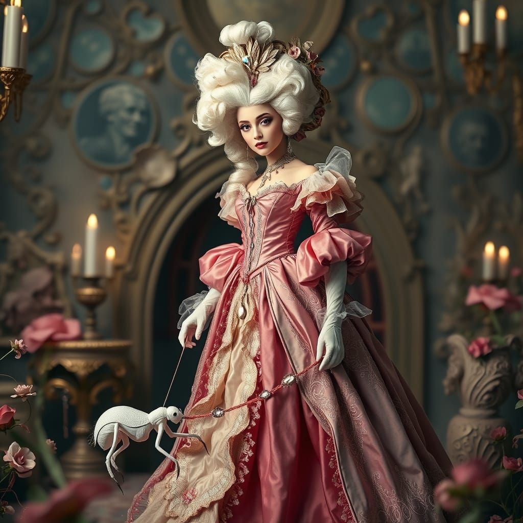 Princess Walks Mantis in Dreamlike Digital Art