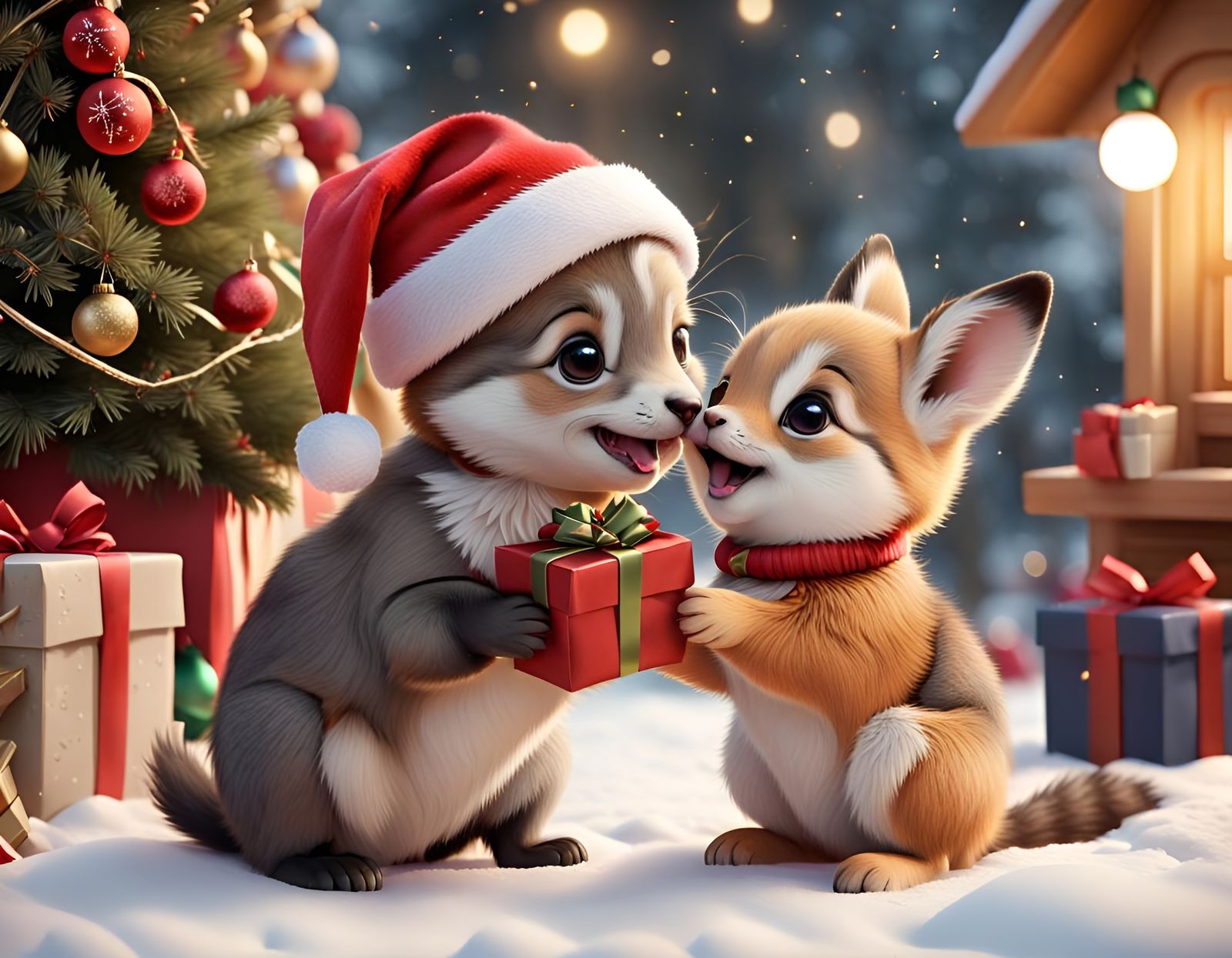 Cute Animals Celebrate Christmas with Joy