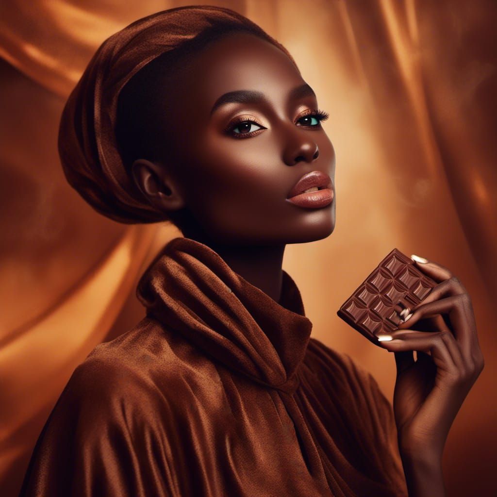 Cocoa Woman Portrait in Hyper-Realistic Digital Art