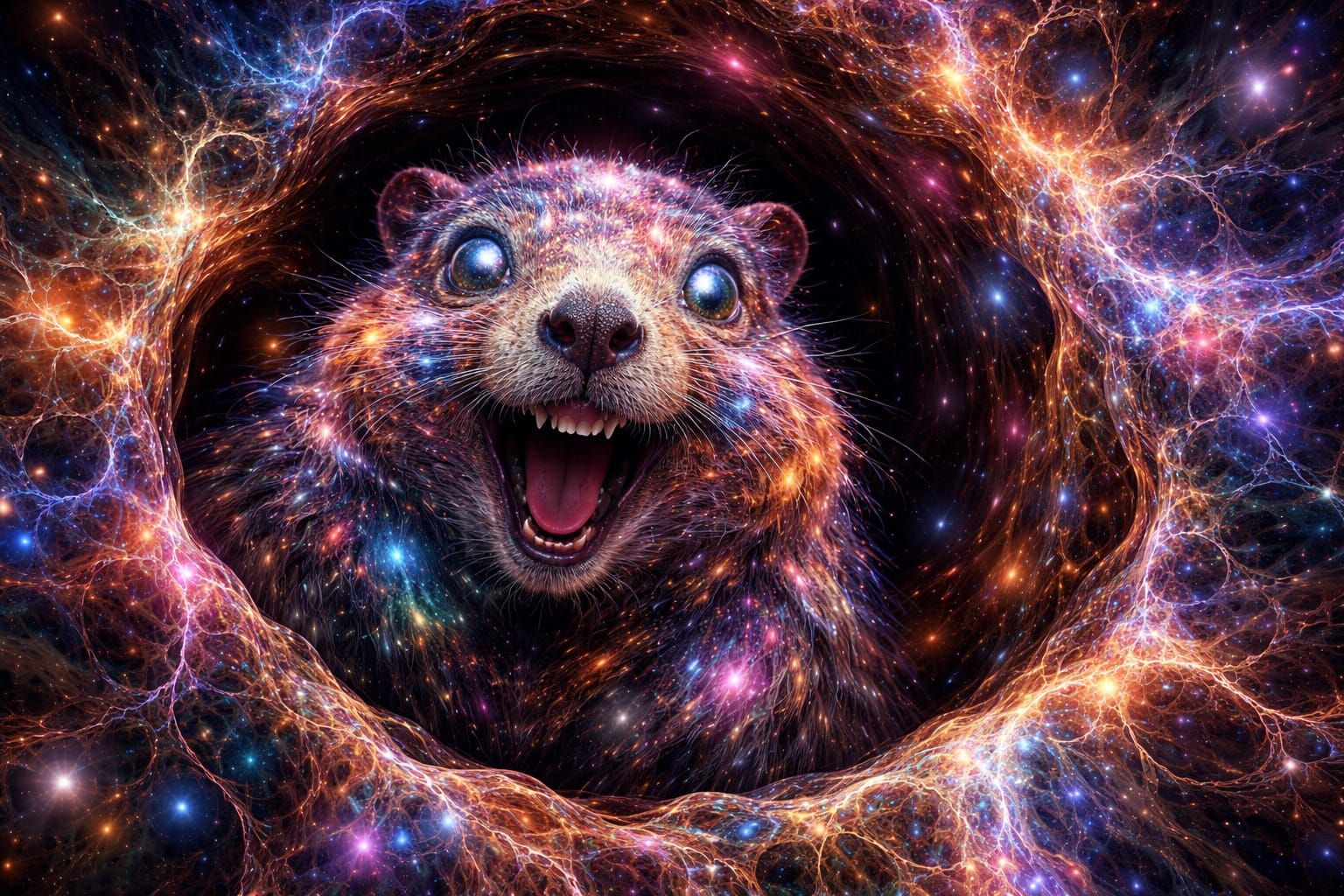 Cosmic Marmot in Surreal Elastic Reality Fractal Art