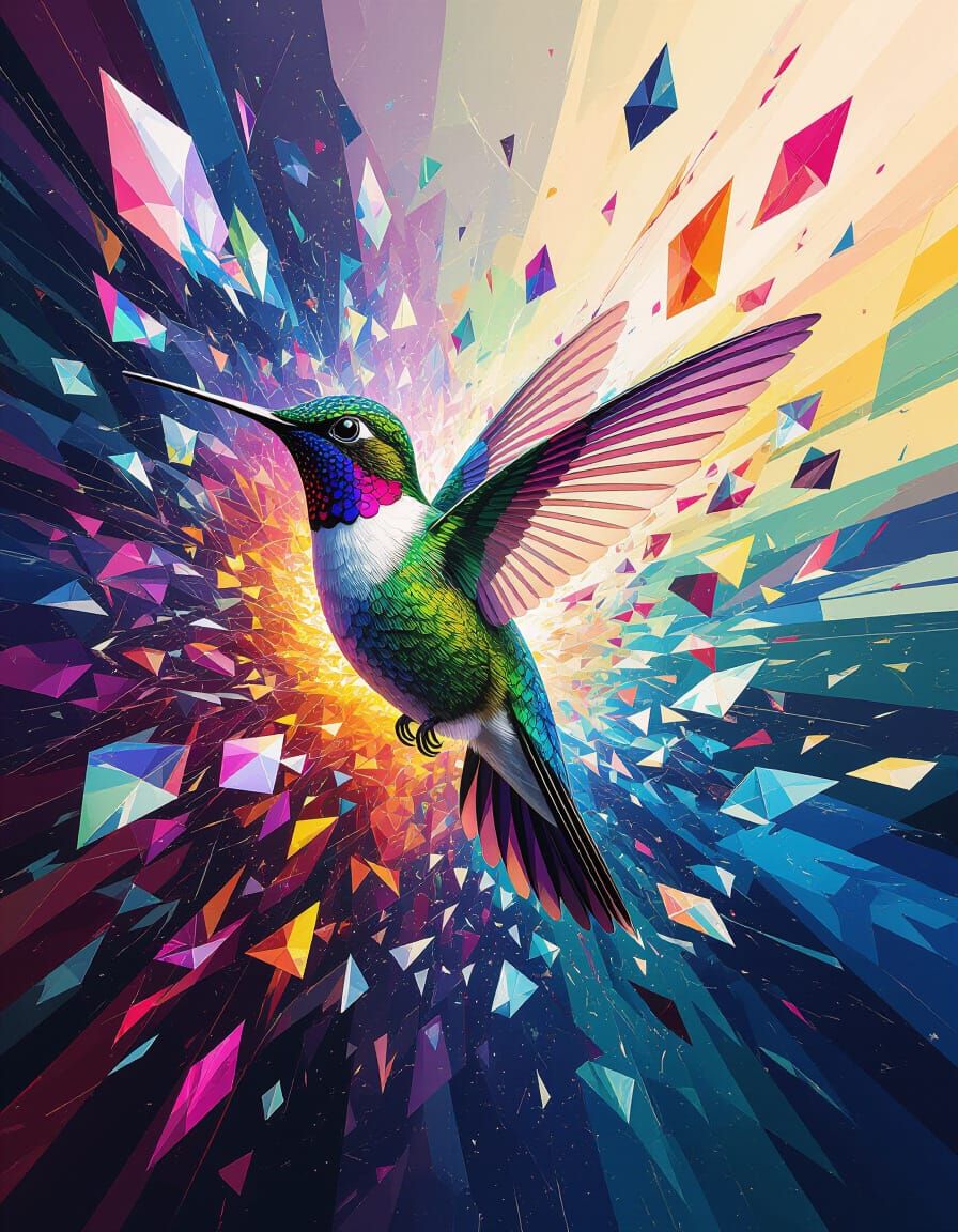 Kaleidoscope Hummingbird: Abstract Digital Masterpiece