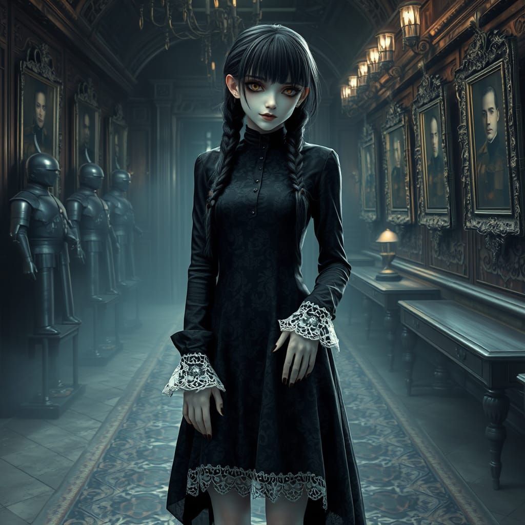 Wednesday Addams in Haunted Mansion by Luis Royo