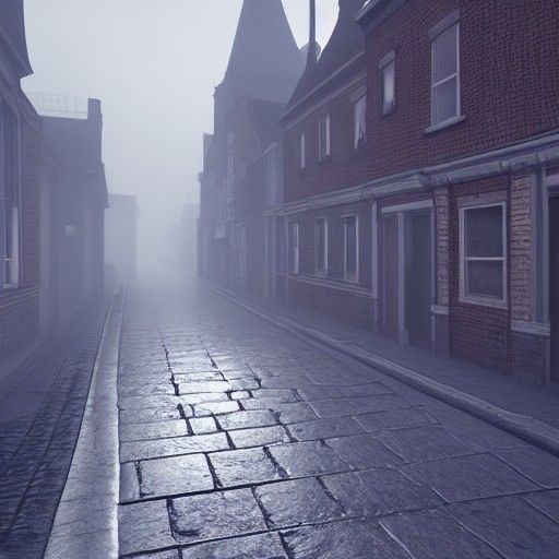 Misty London Street Scene in 1880s Style