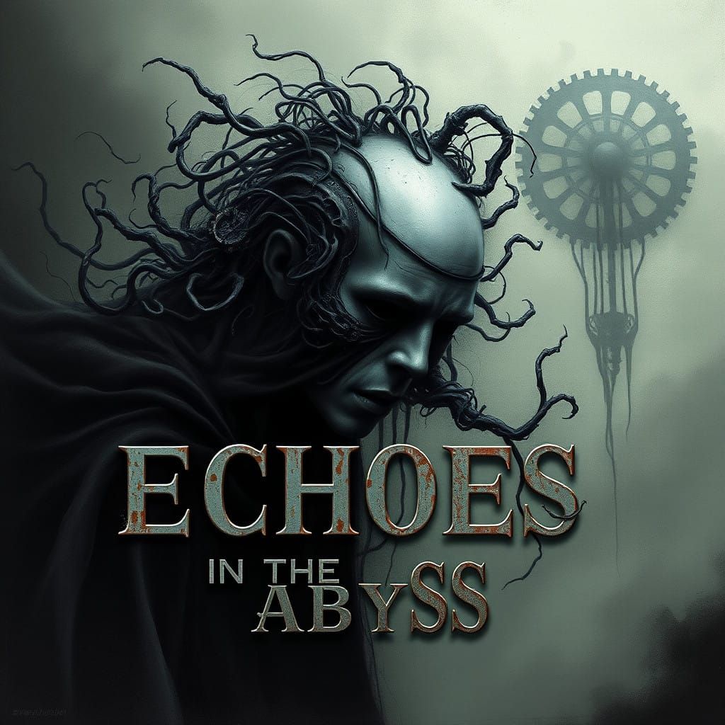Haunting Industrial Music Album Cover: Echoes in the Abyss