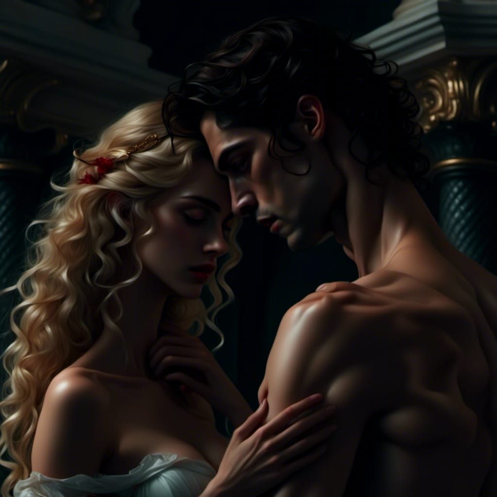 Hades and Persephone: A Hyperrealistic Bath Scene