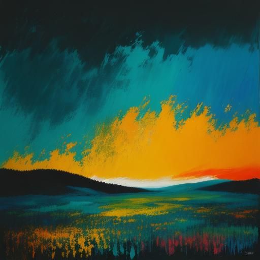 Vibrant Wildflower Meadow as Impasto Oil Painting