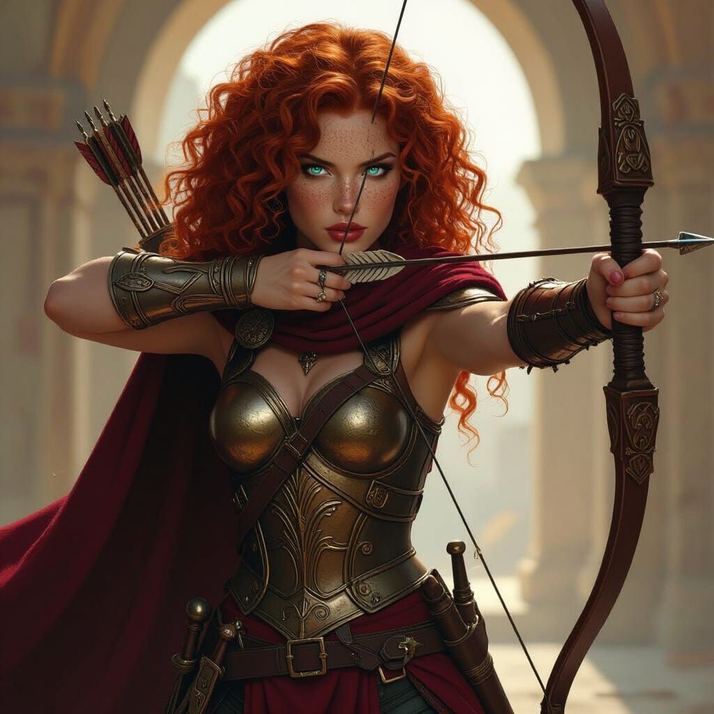 Epic Roman Warrior Woman with Red Hair