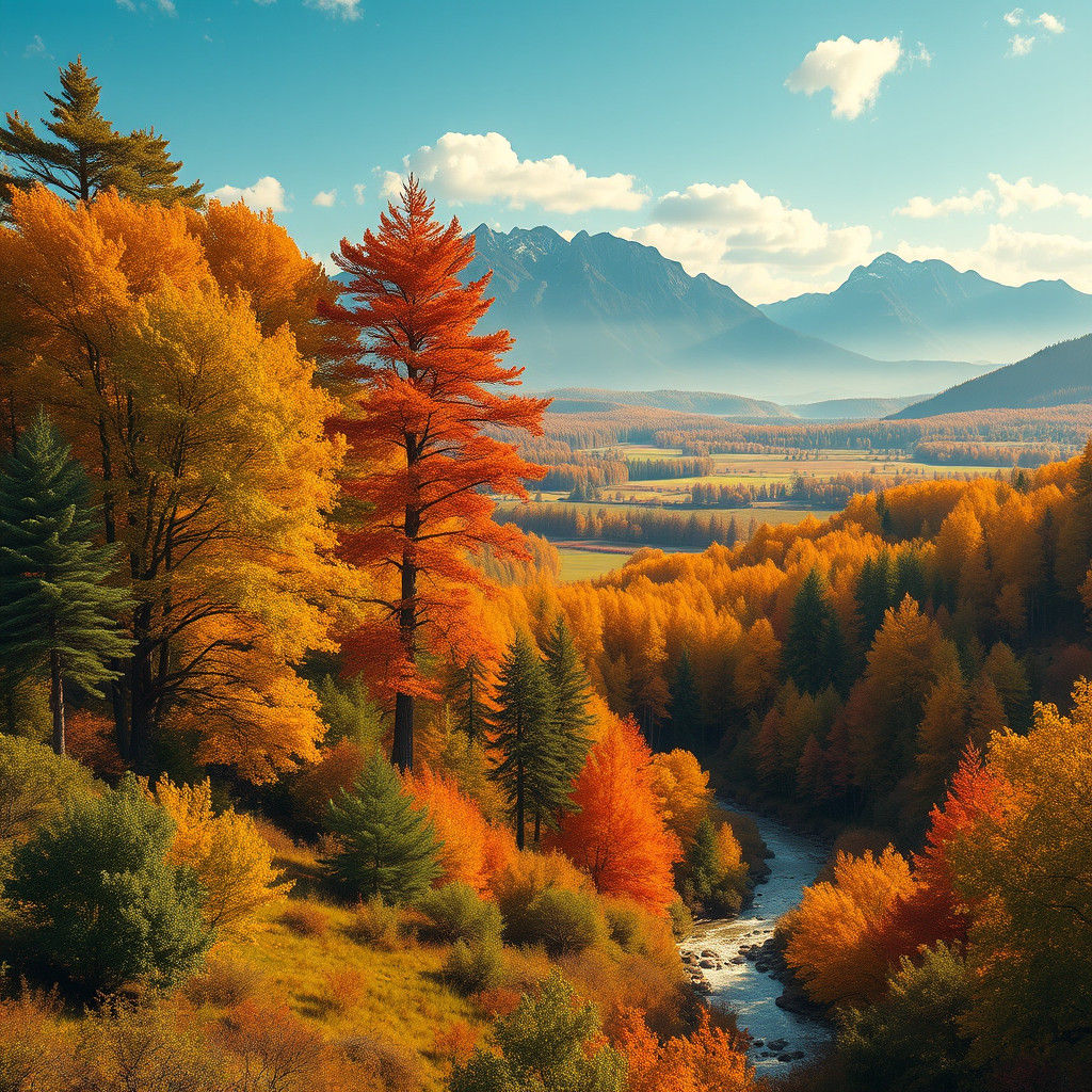 Autumnal Flood Sweeping Summer Landscape