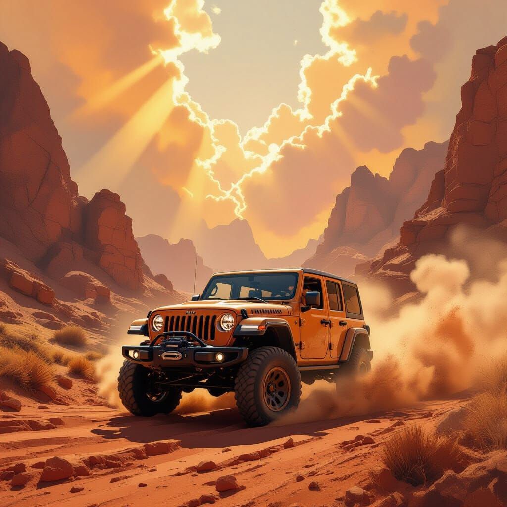 Powerful Jeep Off-Road Adventure in Dramatic Mountain Landsc...