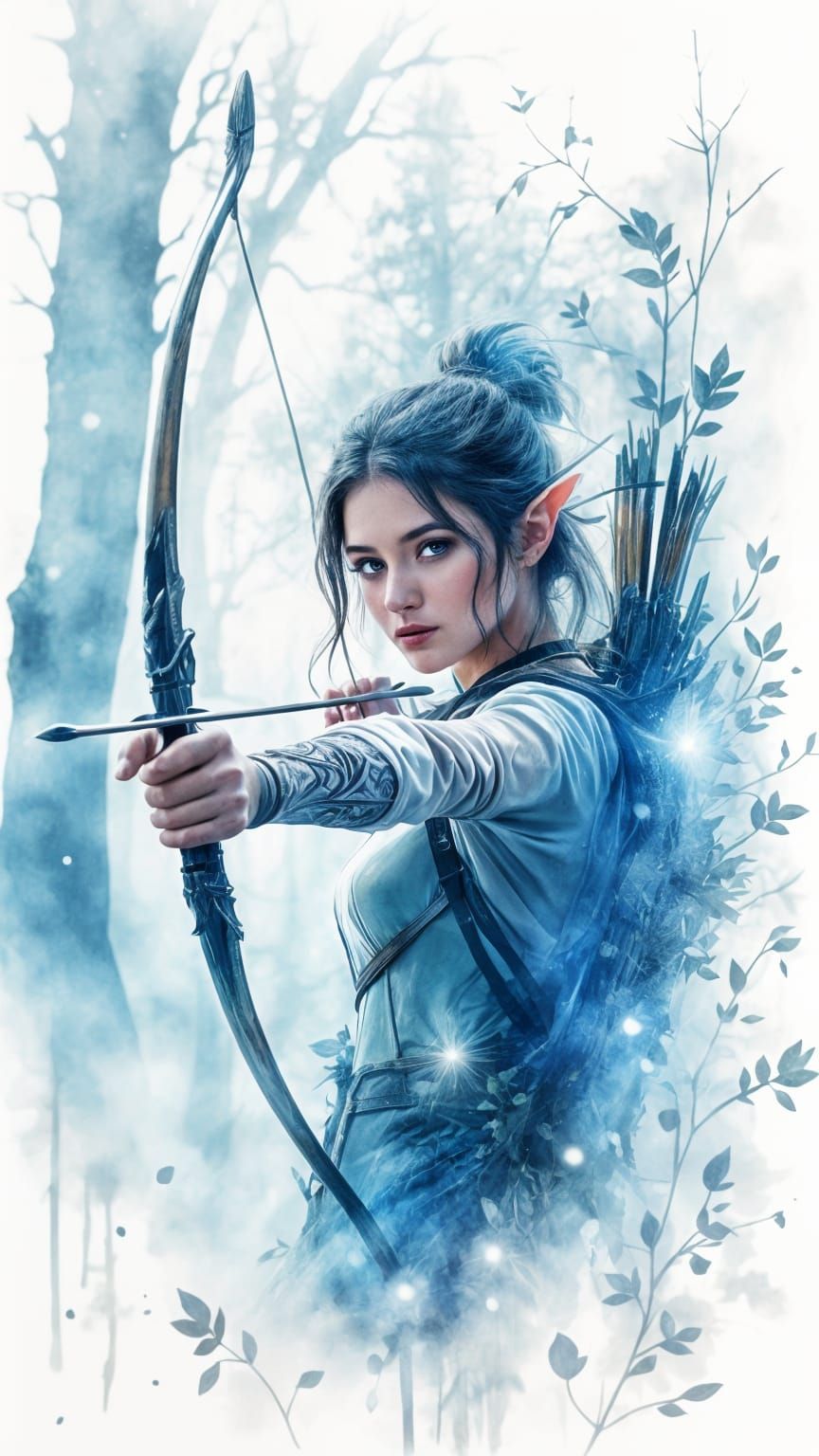 Epic Elven Archer Goddess in Enchanted Forest