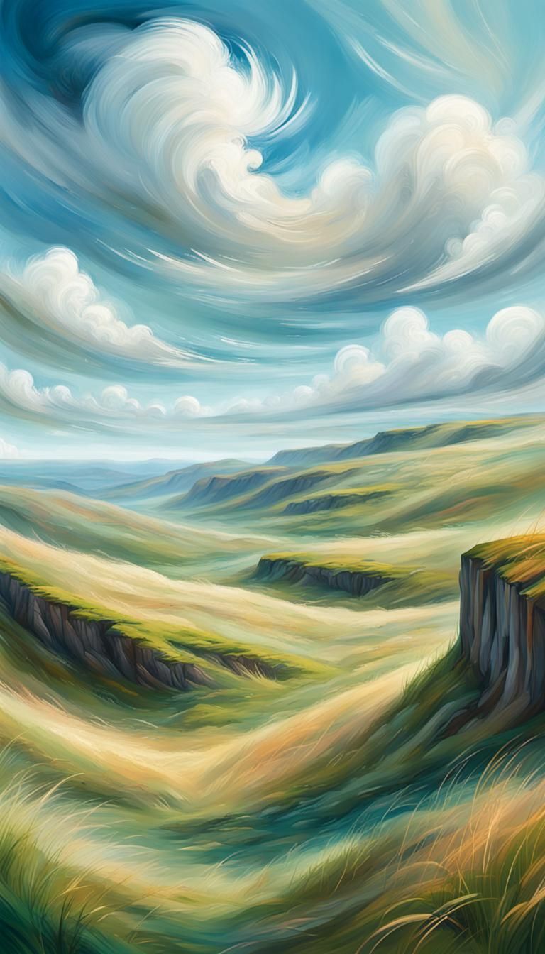 Dreamy Windswept Hills in Romantic Style