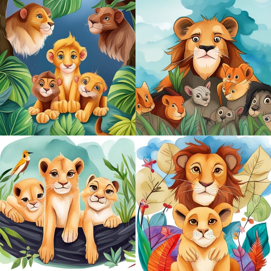 Watercolor Baby Lion King Clipart Illustration
